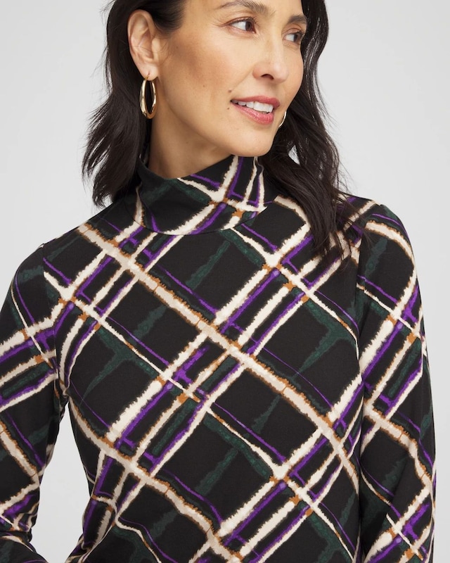 Touch of Cool Plaid Mock Neck Layering Tee - image 4